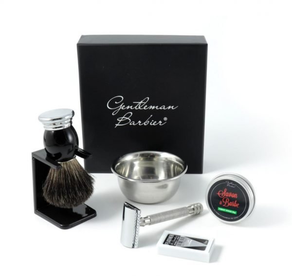 Kit de rasage complet - Noir et Inox - Gentleman Barbier